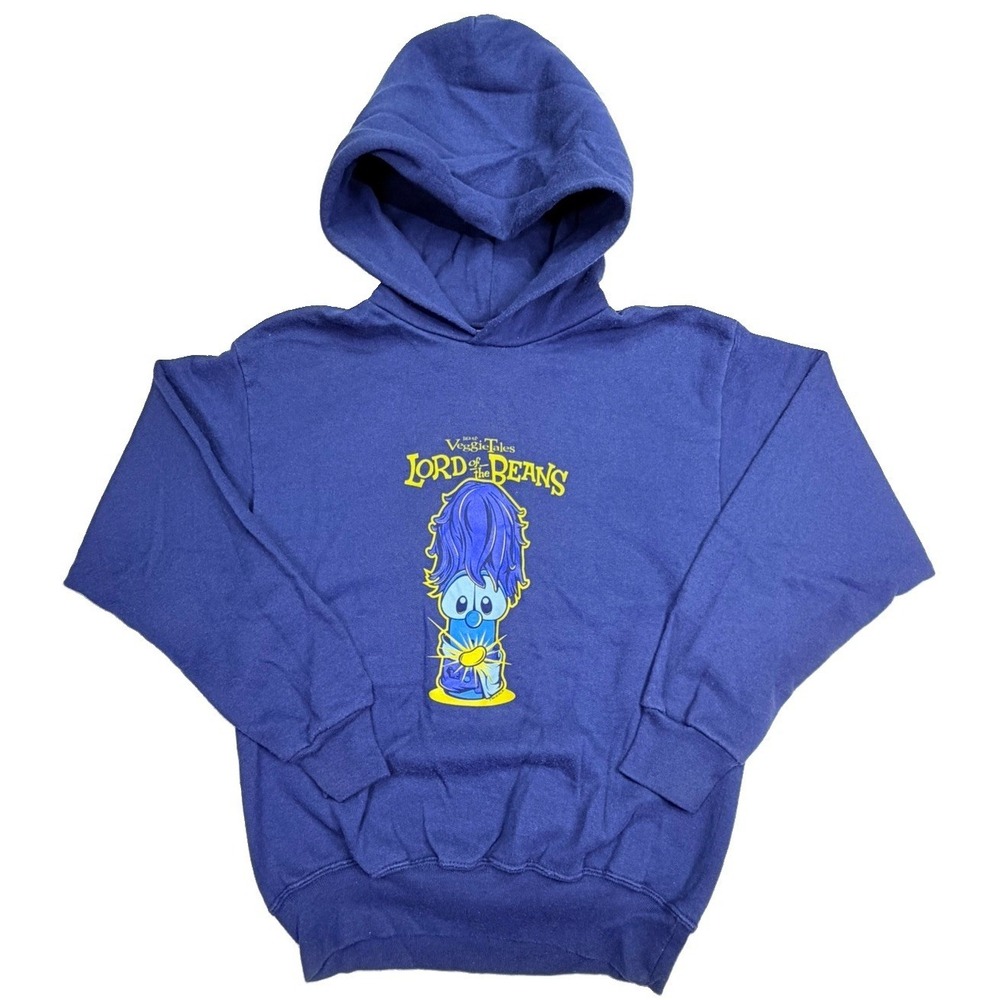 2005 VeggieTales Lord of the Beans Hoodie Youth Medium Blue Graphic Sweatshirt